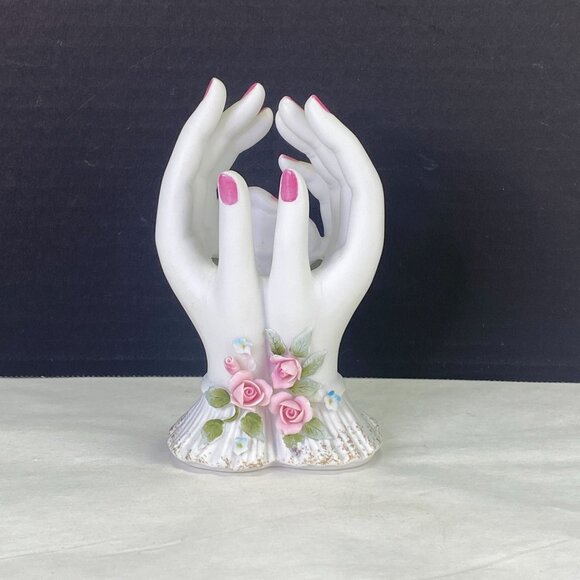 Vintage Lefton Hands Ring Holder Vase - Picture 1 of 11